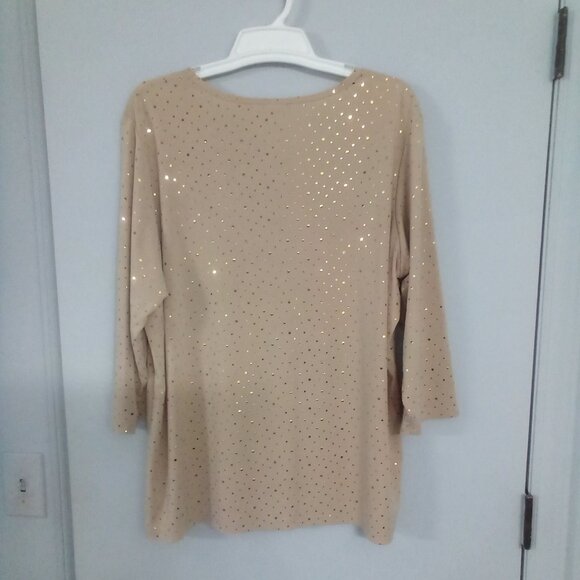 Susan Graver Gold Sequin Blouse - Picture 2 of 2